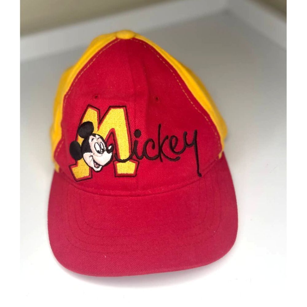 Vintage‎ Goofys Hat Co Red and Yellow MICKEY Mouse Hat Adjustable Walt Disney Co